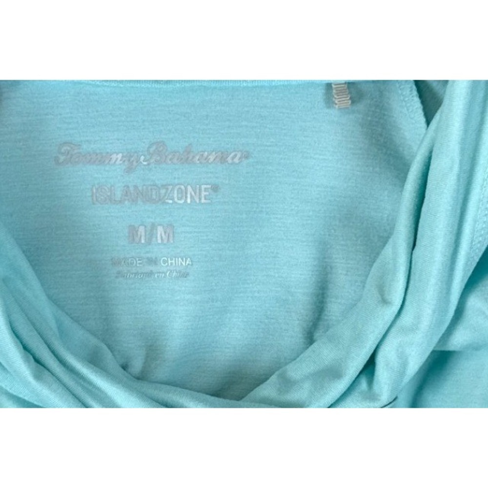 Tommy Bahama IslandZone Pullover‎ Women M Aqua Funnel Neck Zip Pockets Coastal - Picture 3 of 8